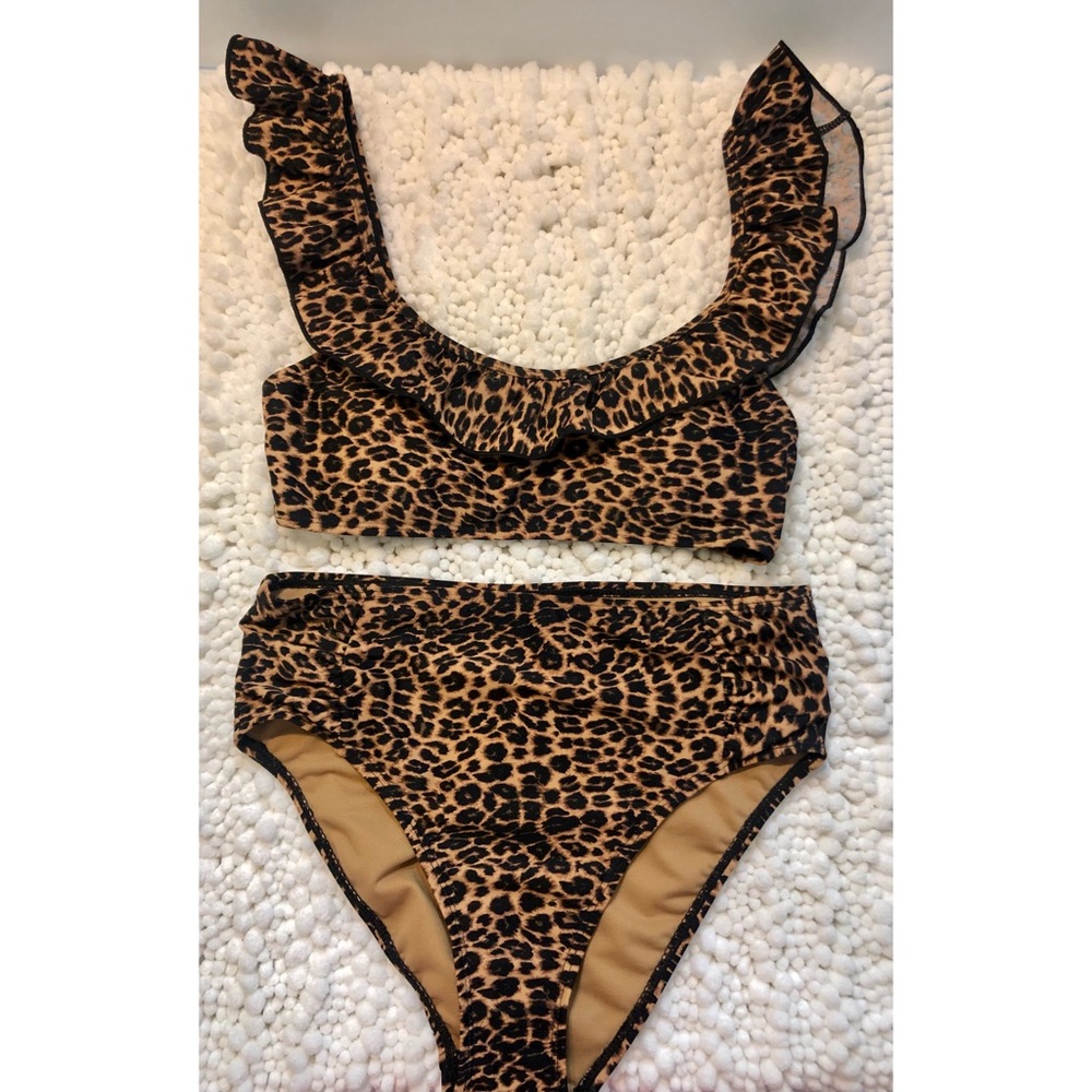 NWOT! Cabana Del Sol High Waist Leopard Bikini Set